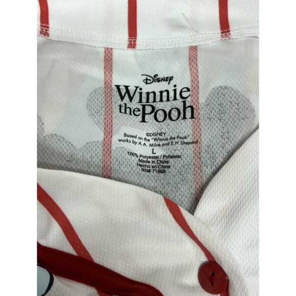 Disney Winnie The Pooh Baseball Jersey Shirt V Neck Button Up Womens Size Large - Picture 5 of 8